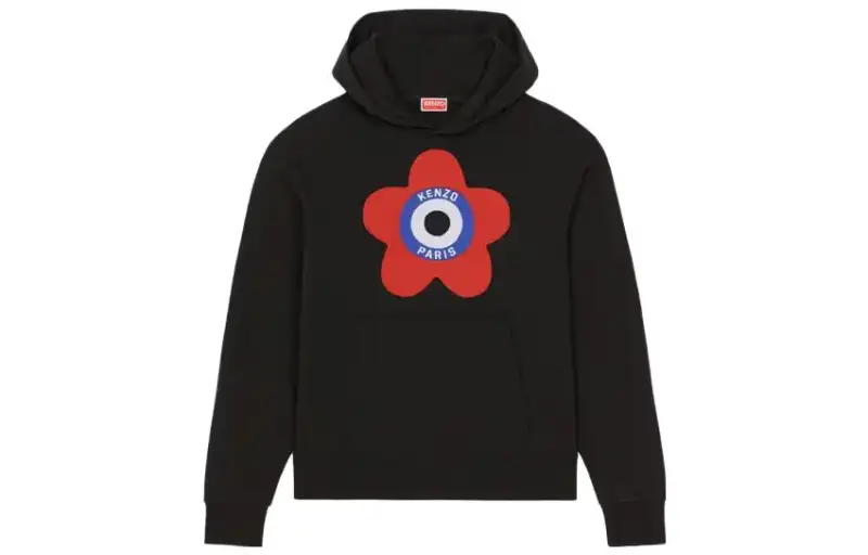 KENZO Target Logo Embroidered Drop Shoulder Hoodie