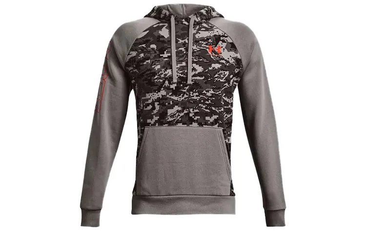 Under Armour Script Sweatshirts Men's Gray Hooded Thickened Regular