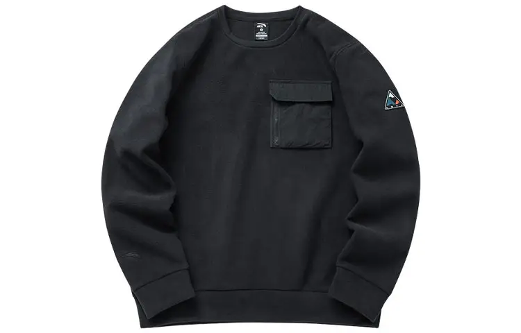 ANTA Outdoor Collection Sweatshirts Men's Black Crew Neck Thickened Regular