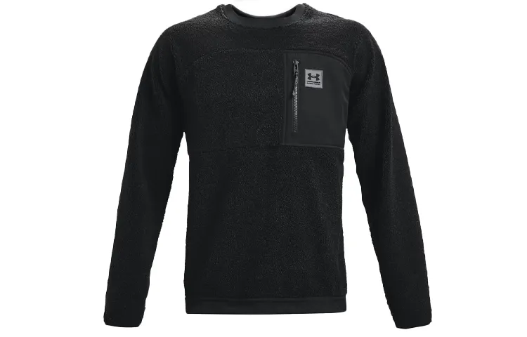 Under Armour Mission Sweatshirts Men's Black Crew Neck Thickened Regular