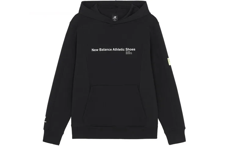 New Balance Sweatshirts Men's Black Hooded Moderate Straight Fit