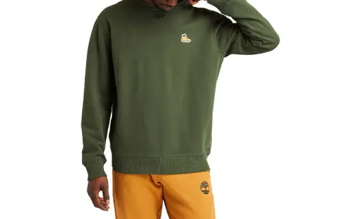 Timberland Sweatshirts Men's Green Crew Neck Moderate Regular