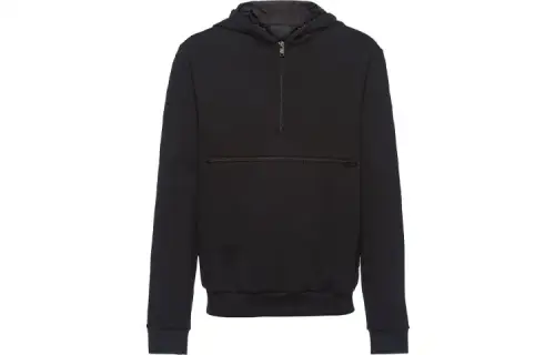 PRADA Sweatshirts Men's Black Hooded Moderate Regular