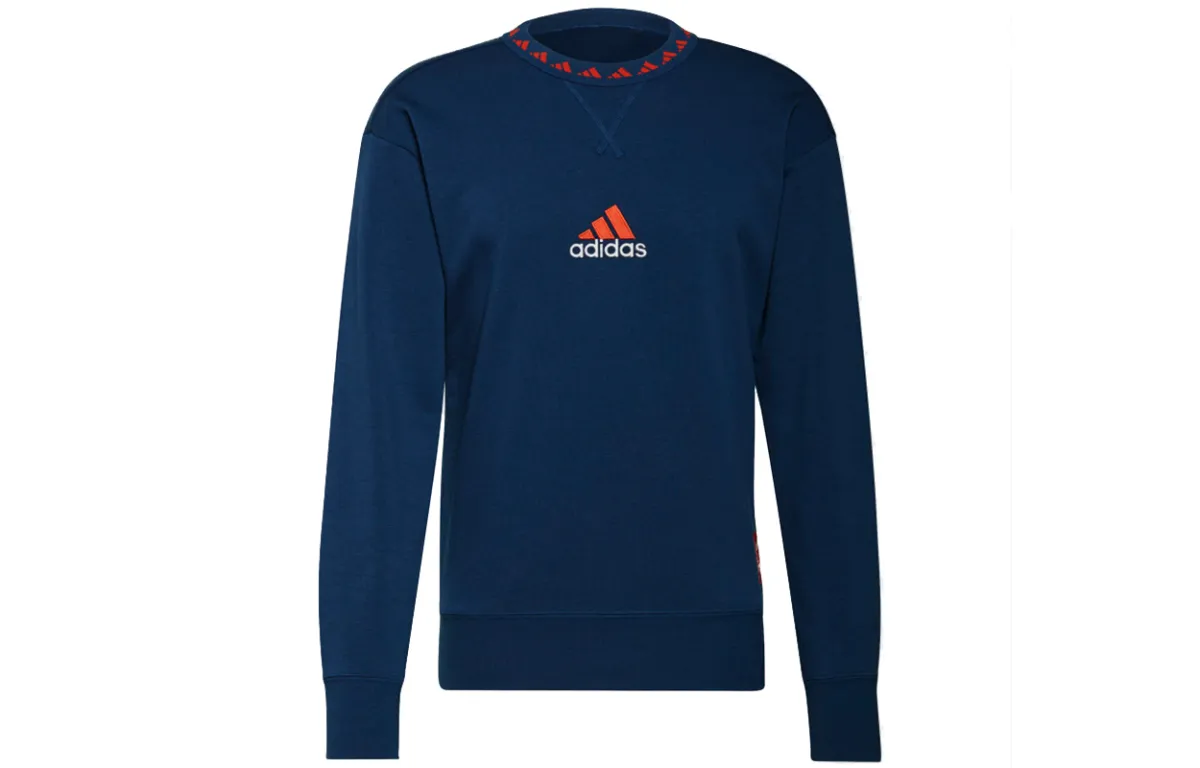 Adidas Sweatshirts Men's Navy Blue Crew Neck Moderate Regular
