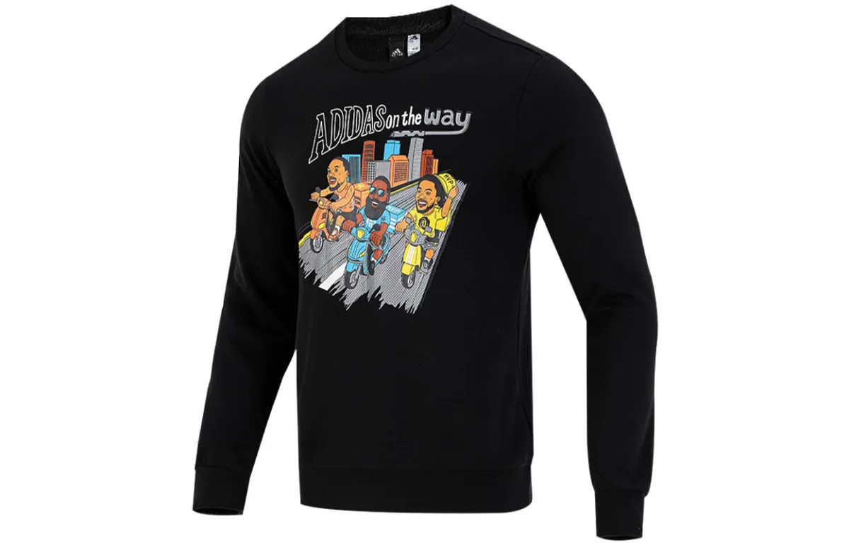 Adidas Sweatshirts Men's Black Crew Neck Moderate Regular
