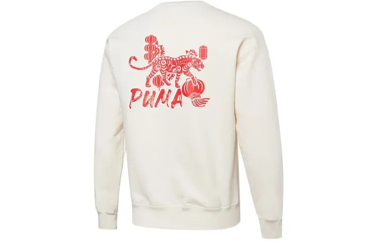 PUMA CNY Yott Sweatshirts Unisex White Crew Neck Moderate Straight Fit
