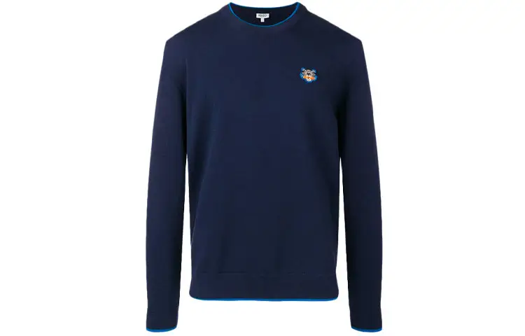 KENZO Knitwear Men's Dark Blue Crew Neck Moderate Regular