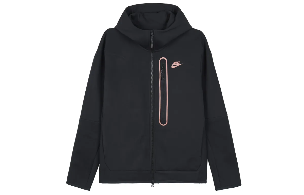 Nike Sweatshirts Men's Black Hooded Moderate Cardigan