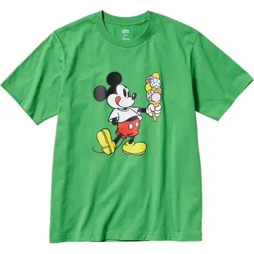 UNIQLO UT T Shirts Men's Green Crew Neck Moderate
