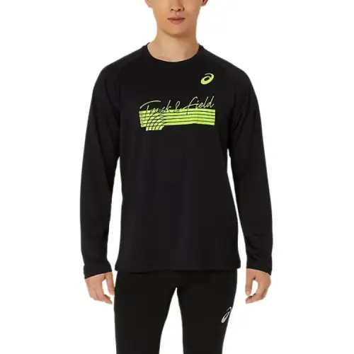 ASICS T Shirts Men's Black Crew Neck Moderate