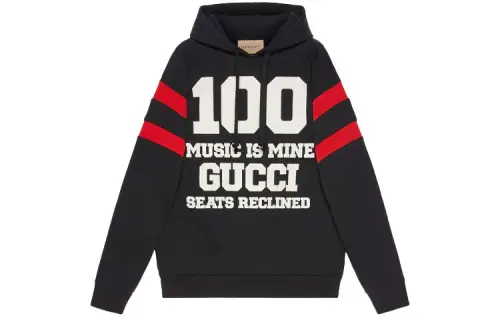 GUCCI Sweatshirts Men's Black Hooded Moderate Regular