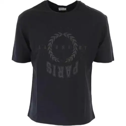 DIOR T Shirts Men's Black Crew Neck Moderate Straight Fit