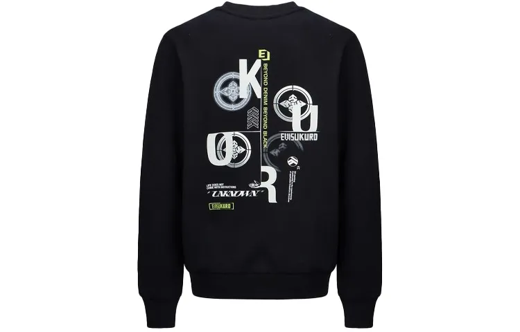 EVISU Sweatshirts Unisex Black Crew Neck Moderate Regular