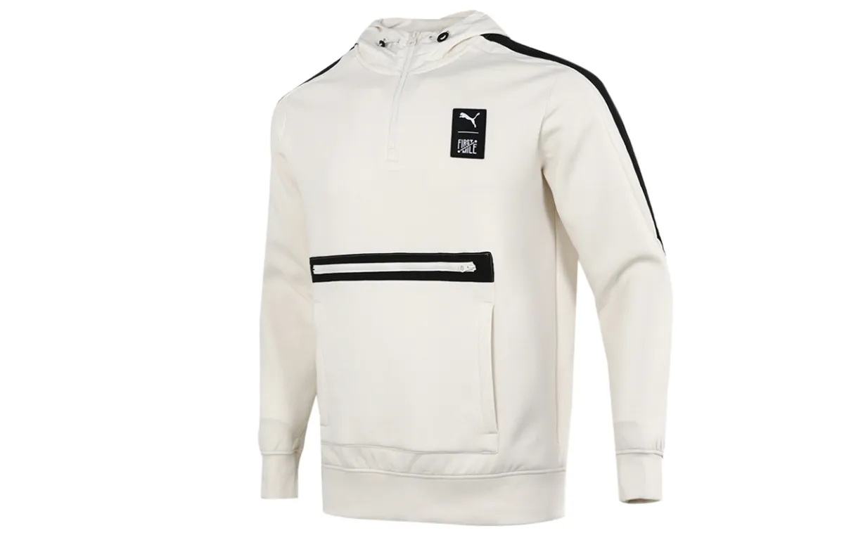 PUMA X FIRSTMILE Sweatshirts Men's Ecru Hooded Moderate Regular