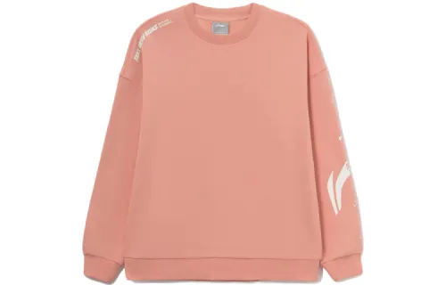 Li Ning Training Series Sweatshirts Unisex Orange Pink Crew Neck Thickened Regular
