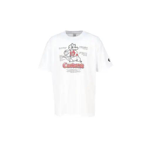 Converse T Shirts Unisex White Crew Neck Moderate Straight Fit