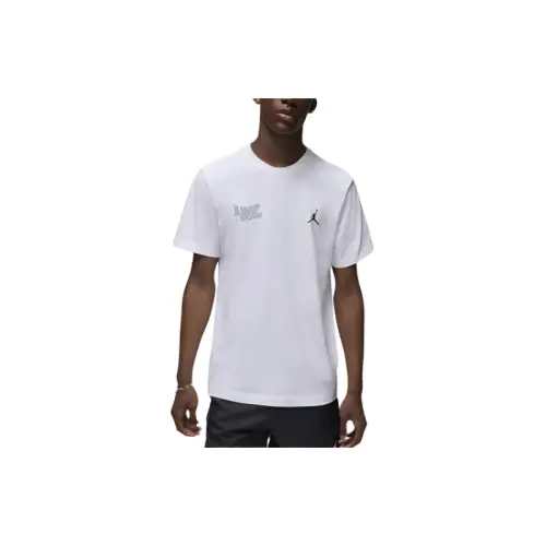Jordan T Shirts Men's White Crew Neck Moderate Straight Fit