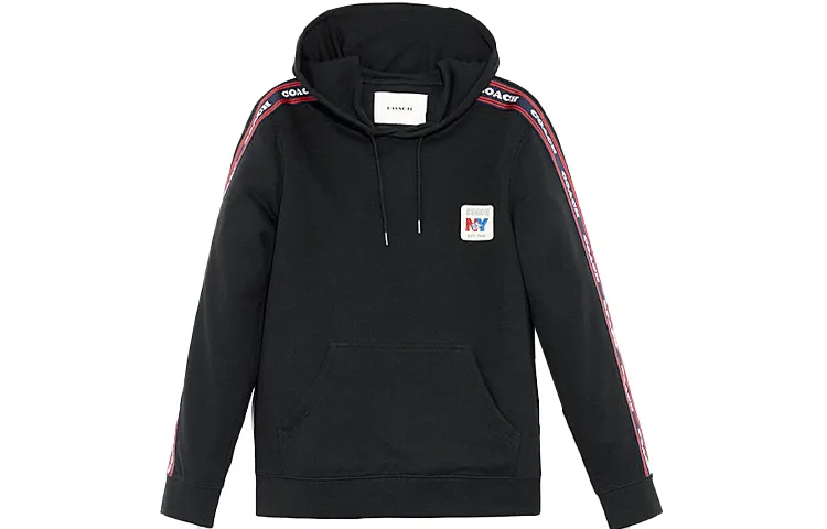 COACH Sweatshirts Men's Black Hooded Moderate Regular