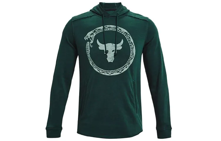 Under Armour Project Rock Sweatshirts Men's Green Hooded Moderate Regular