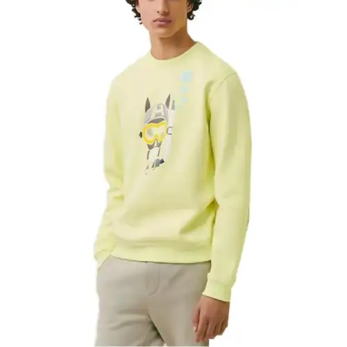HERMES Sweatshirts Men's Yellow Crew Neck Moderate Regular