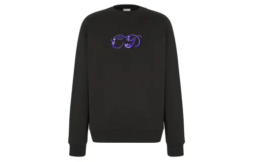 DIOR Quarterly New Products Sweatshirts Men's Black Crew Neck Moderate Regular