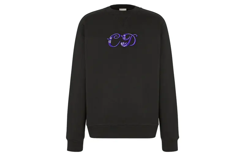 DIOR Quarterly New Products Sweatshirts Men's Black Crew Neck Moderate Regular
