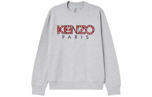 KENZO Letter Logo Sweatshirts Men's Gray Crew Neck Moderate Regular