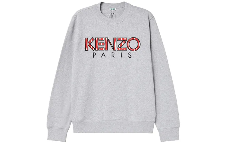 KENZO Letter Logo Sweatshirts Men's Gray Crew Neck Moderate Regular