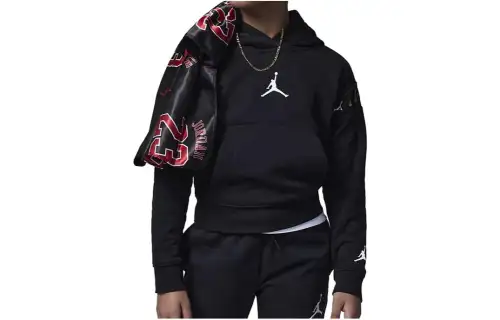 Jordan Sweatshirts Kids Black Hooded Moderate Regular