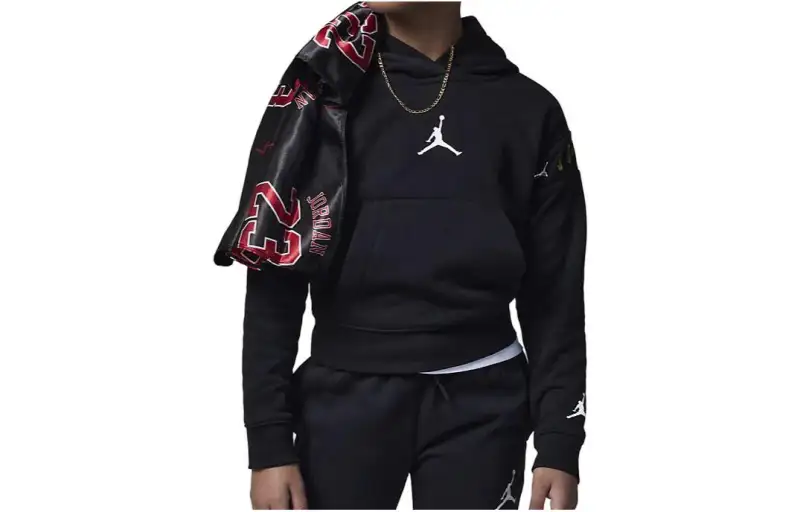 Jordan Sweatshirts Kids Black Hooded Moderate Regular