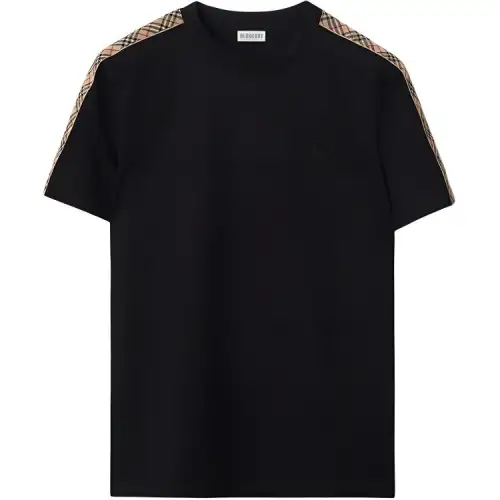 Burberry Checkered-Trim Crewneck T-Shirt