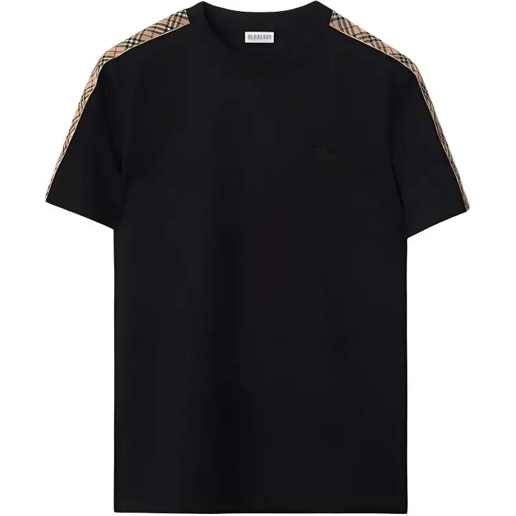 Burberry Checkered-Trim Crewneck T-Shirt