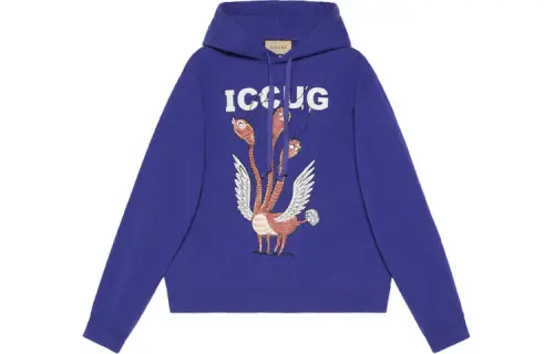 GUCCI Sweatshirts Men's Blue Hooded Moderate Regular