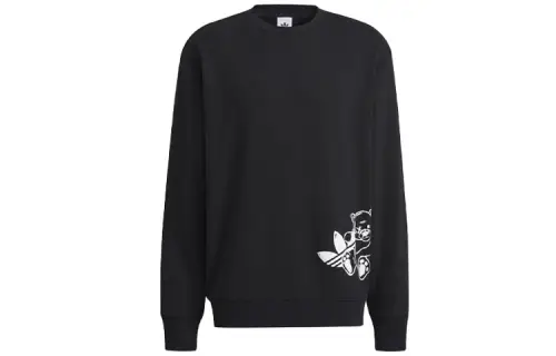 Adidas Originals Bear Crew Sweatshirts Men's Black Crew Neck Moderate Regular