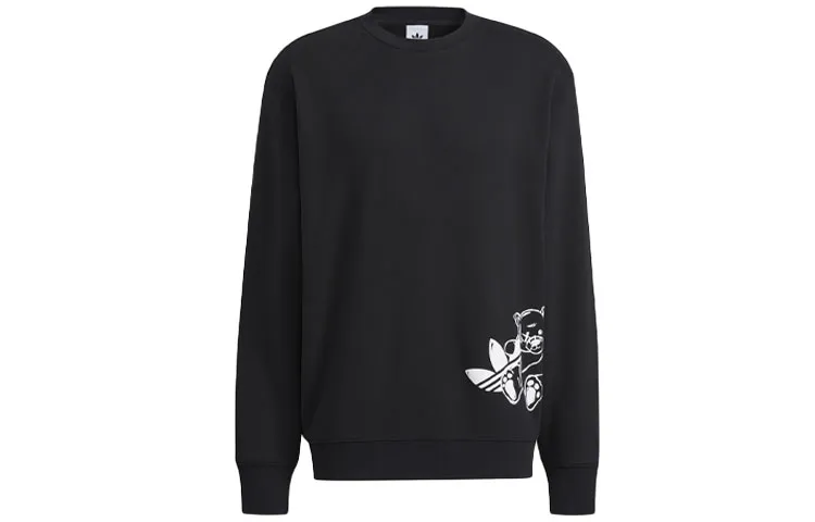 Adidas Originals Bear Crew Sweatshirts Men's Black Crew Neck Moderate Regular