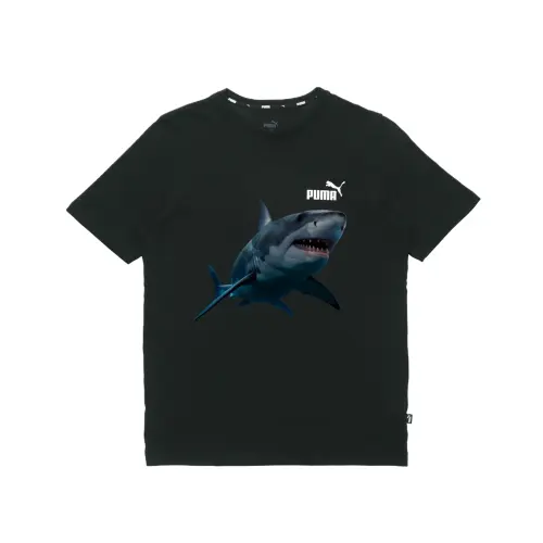 PUMA T Shirts Unisex Black Crew Neck Moderate Straight Fit