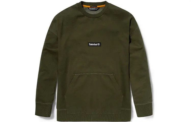 Timberland Sweatshirts Men's Army Green Crew Neck Moderate Regular