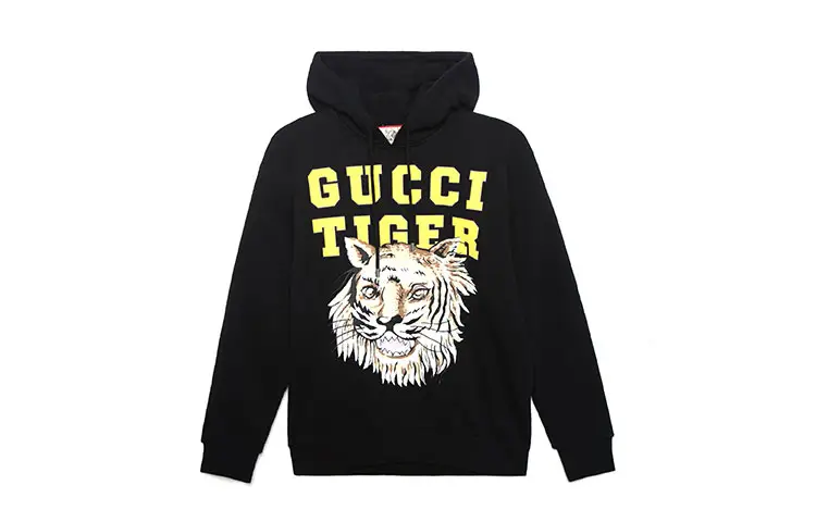 GUCCI Sweatshirts Men's Black Hooded Moderate Regular