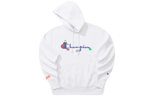 Champion X Hasbro Collaboration, Thickened And Fleece Lined Print Logo Lightweight Pullover Fleece Hooded Sweatshirt