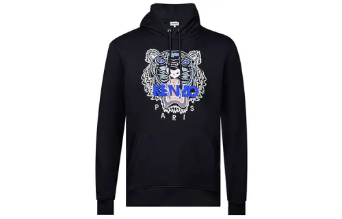 KENZO Classic Tiger Head Sweatshirts Men's Black Hooded Moderate Heavyweight