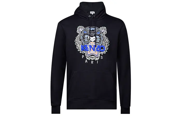 KENZO Classic Tiger Head Sweatshirts Men's Black Hooded Moderate Heavyweight