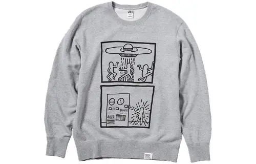 UNIQLO X Keith Haring Sweatshirts Unisex Gray Crew Neck Moderate Regular
