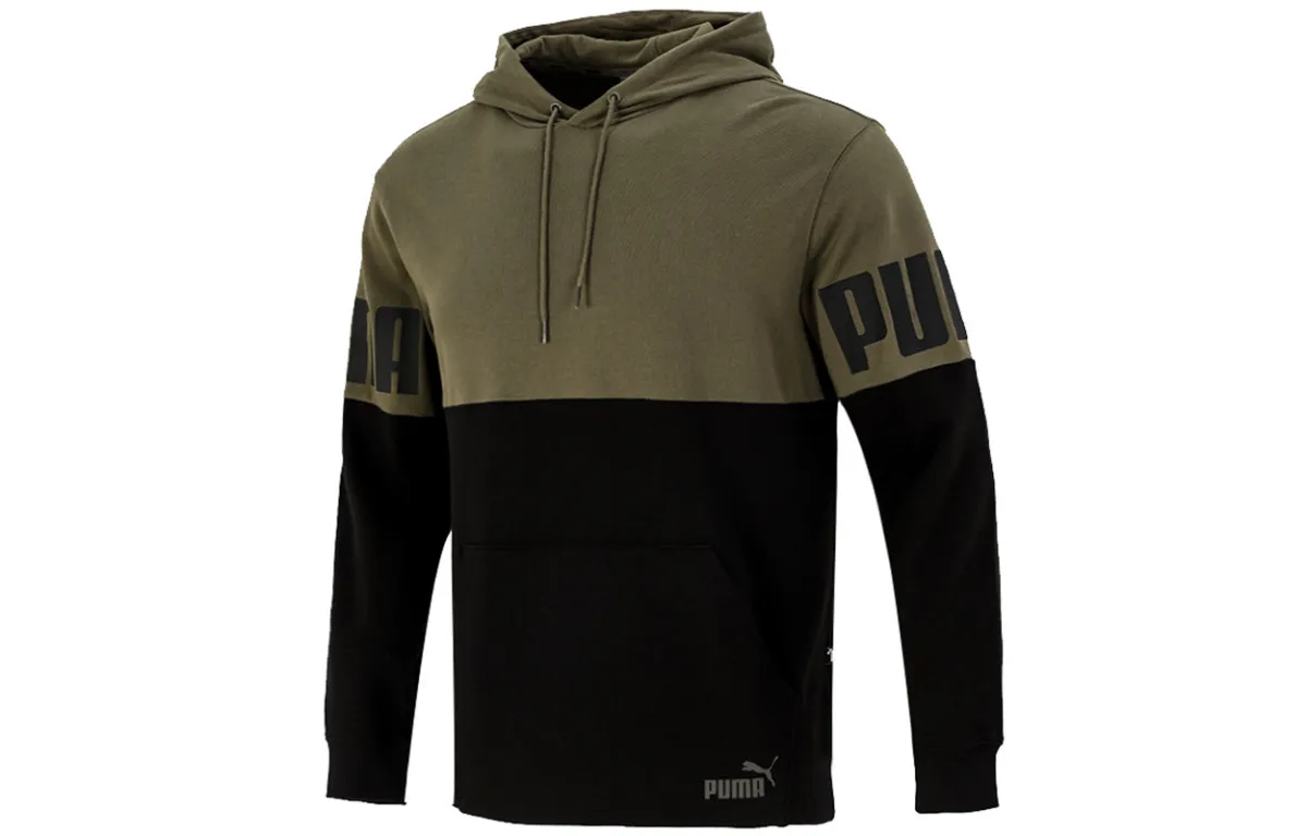 PUMA Sweatshirts Men's Army Green Hooded Moderate Regular