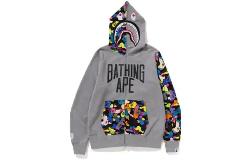 A BATHING APE Multi Camo Nyc Logo Shark Full Zip Hoodie