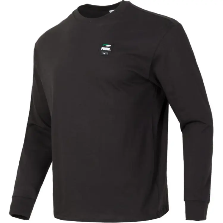 PUMA T-Shirts Men's Black Crew Neck Moderate Straight Fit