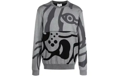 KENZO Sweatshirts Men's Gray Crew Neck Moderate Regular
