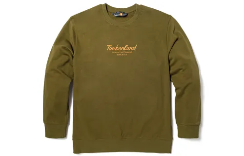 Timberland Sweatshirts Unisex Dark Olive Green Crew Neck Moderate