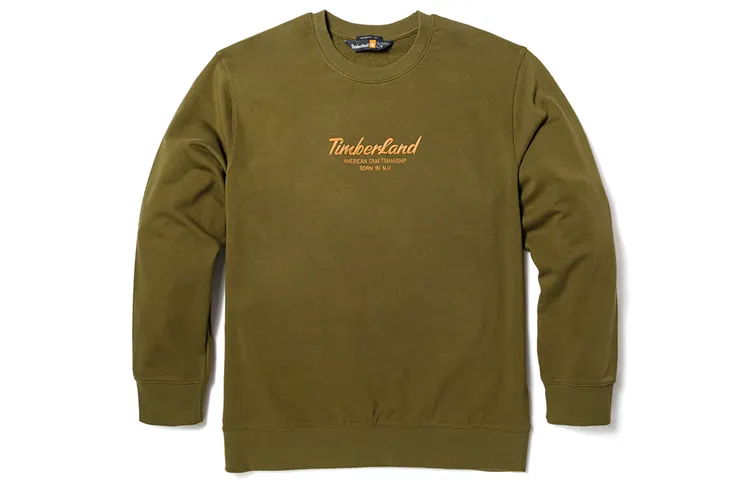 Timberland Sweatshirts Unisex Dark Olive Green Crew Neck Moderate