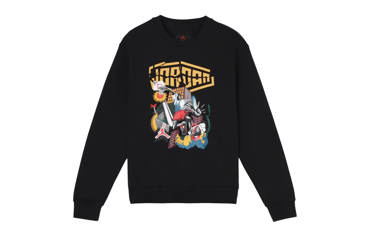 Jordan Sweatshirts Men's Black Crew Neck Moderate Straight Fit