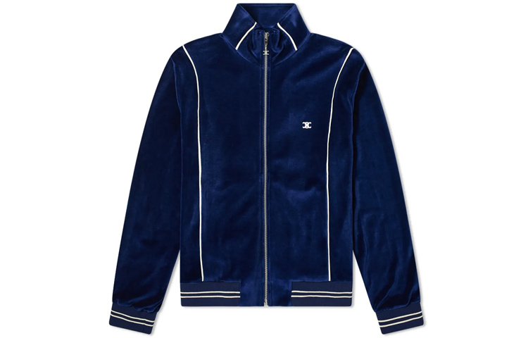 CELINE Sweatshirts Men's Blue Stand Collar Moderate Cardigan